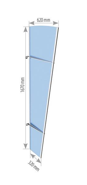 620mm side panels stainless steel and glass canopy technical drawing